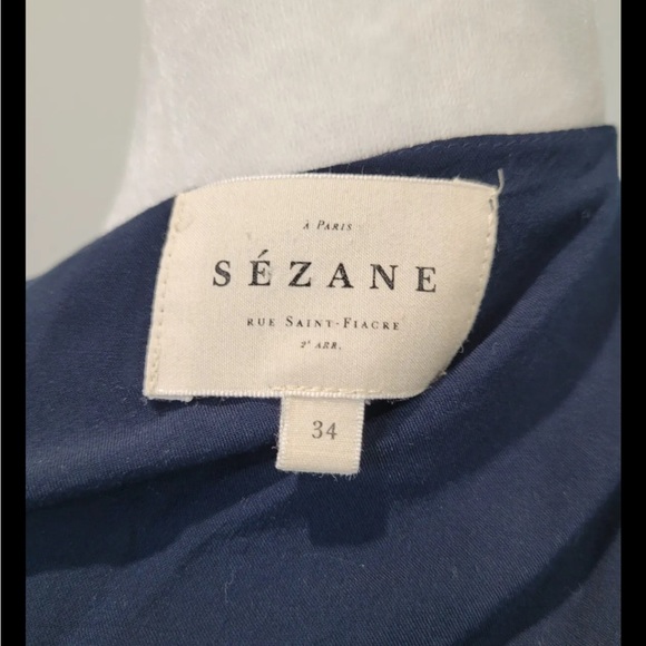 SÉZANE Amber Wrap Midi Dress - Navy Floral Print Sz 34 - Picture 6 of 7